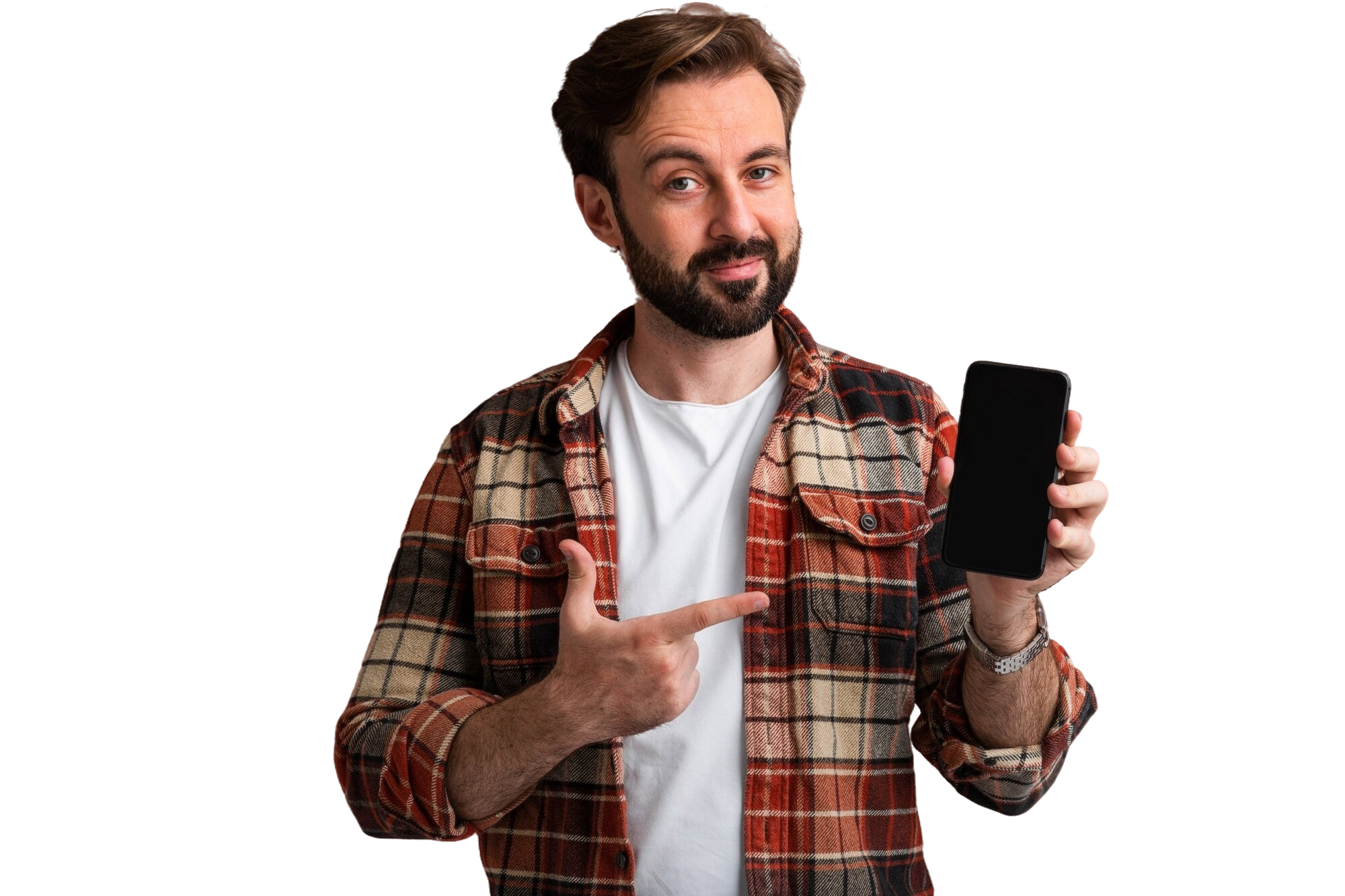 portrait handsome stylish bearded man brown